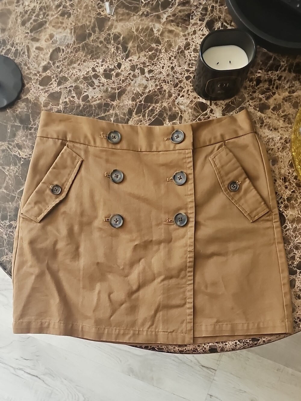 J. Crew Double-Breasted Khaki Mini Skirt